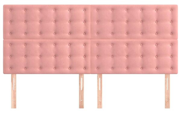 Čelo postele růžové 160x5x118/128 cm sametové 3116825