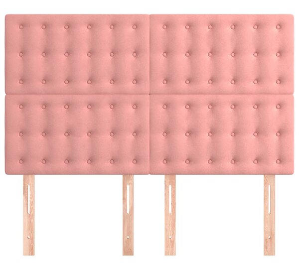 Čelo postele růžové 144x5x118/128 cm sametové 3116819