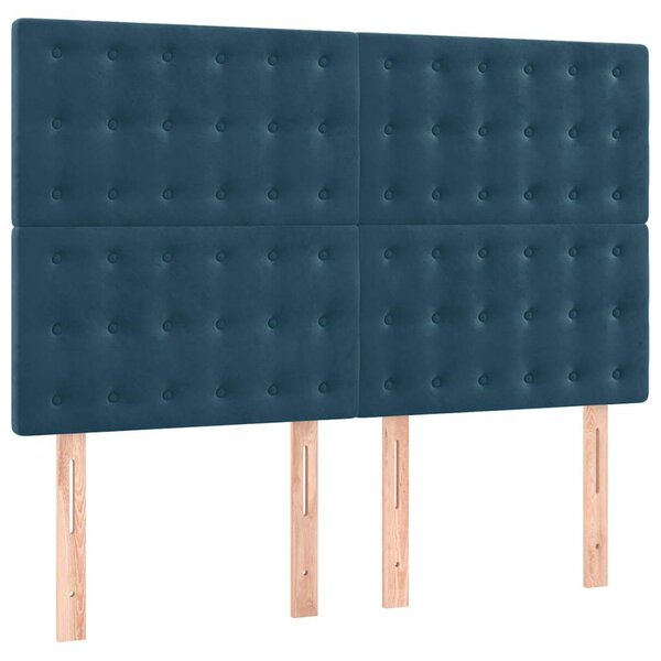 Čelo postele tmavě modré 144x5x118/128 cm sametové 3116818
