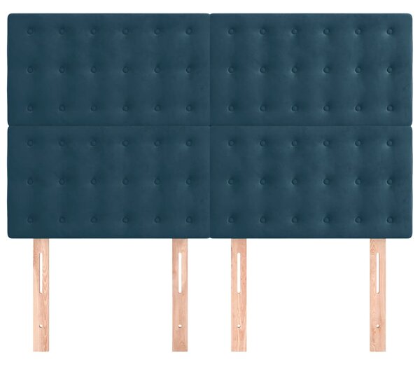 Čelo postele tmavě modré 144x5x118/128 cm sametové 3116818