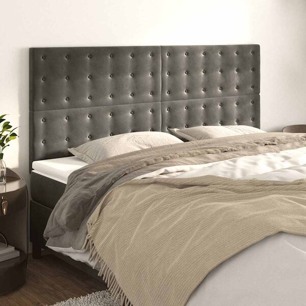Čelo postele tmavě šedé 180x5x118/128 cm sametové 3116827