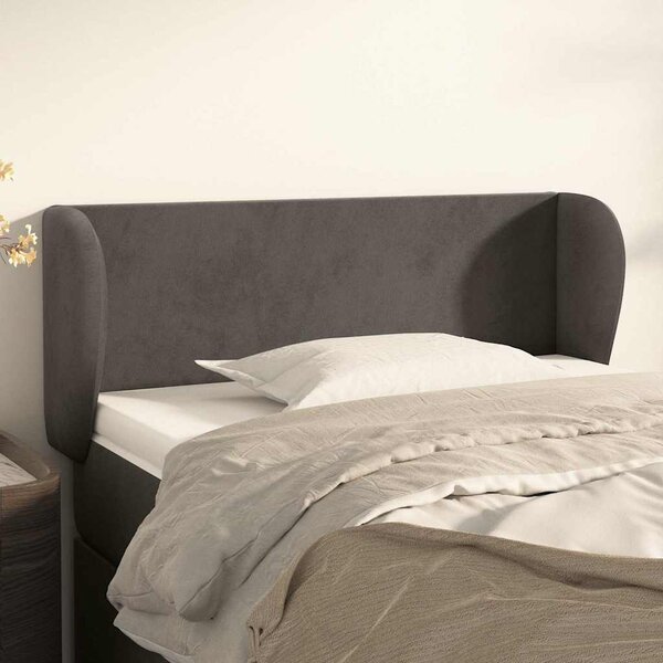 Čelo postele typu ušák tmavě šedé 83x23x78/88 cm samet 3116895
