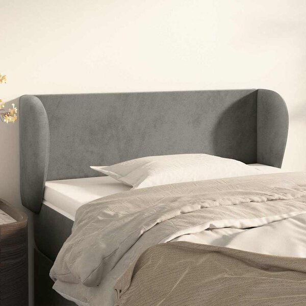 Čelo postele typu ušák světle šedé 83x23x78/88 cm samet 3116894