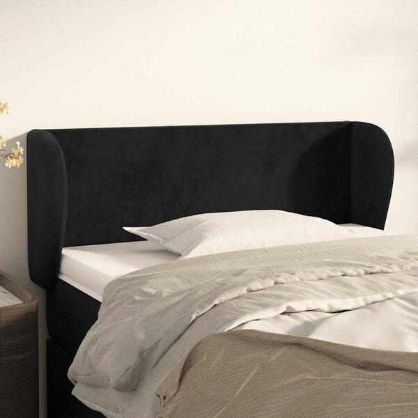 Čelo postele typu ušák černé 83x23x78/88 cm samet 3116896