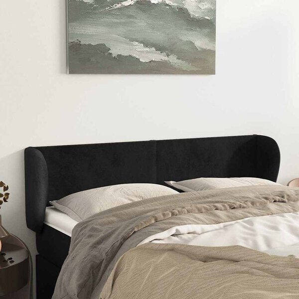 Čelo postele typu ušák černé 147x23x78/88 cm samet 3116914