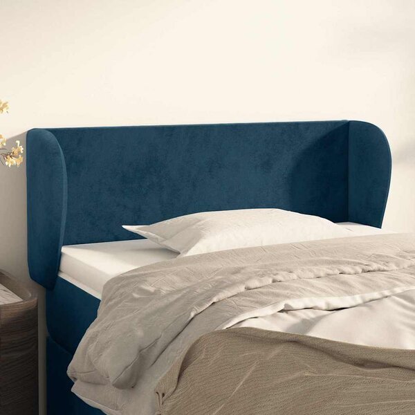 Čelo postele typu ušák tmavě modré 103x23x78/88 cm samet 3116910