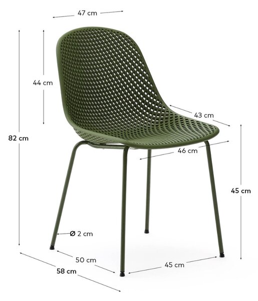 Kave Home Zelená plastová jídelní židle Quinby