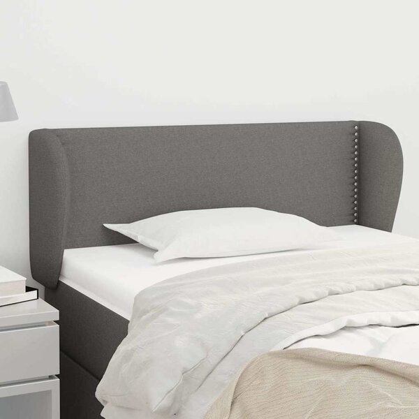 Čelo postele typu ušák tmavě šedé 83x23x78/88 cm textil 3116979