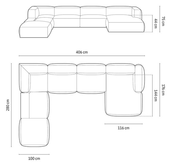 Béžová modulární rohová pohovka (levý roh/do "U") Martina – Micadoni Home
