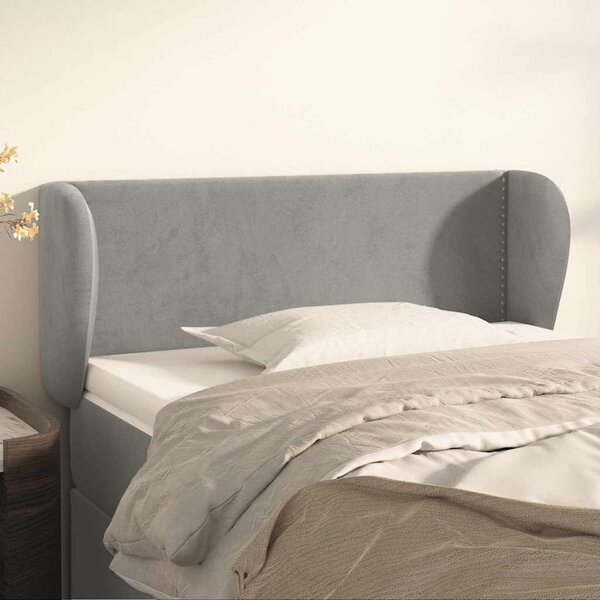 Čelo postele typu ušák světle šedé 83x23x78/88 cm samet 3117034