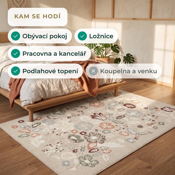 Angel Carpet, Kusový koberec Aurora 25 Beige, 60x110, béžová, kancelář