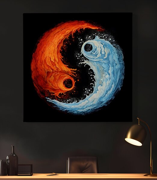 Obraz na plátně - Yin Yang Oheň Voda FeelHappy.cz Rozměr (Šířka/Výška): 60 x 60 cm