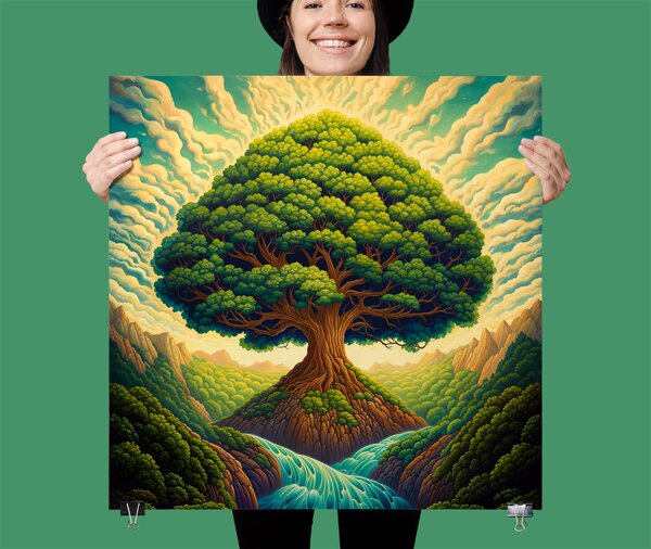 FeelHappy Plakát - Strom života s řekou Velikost plakátu: 100 x 100 cm