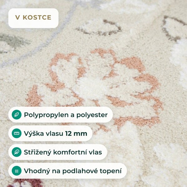 Angel Carpet, Kusový koberec Aurora 25 Beige, 60x110, béžová, kancelář