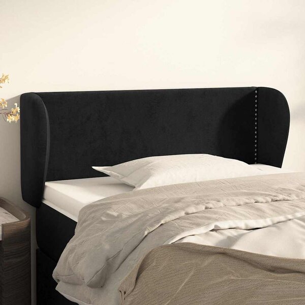 Čelo postele typu ušák černé 103x23x78/88 cm samet 3117048
