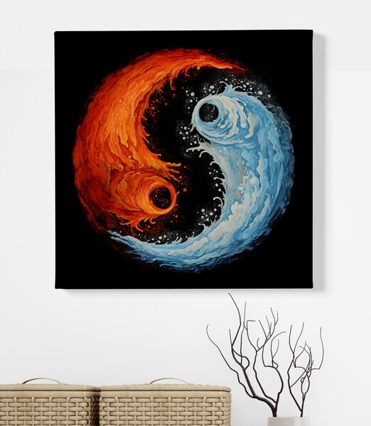 Obraz na plátně - Yin Yang Oheň Voda FeelHappy.cz Rozměr (Šířka/Výška): 60 x 60 cm