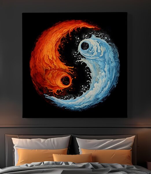 Obraz na plátně - Yin Yang Oheň Voda FeelHappy.cz Rozměr (Šířka/Výška): 60 x 60 cm