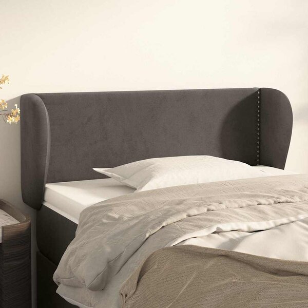 Čelo postele typu ušák tmavě šedé 103x23x78/88 cm samet 3117047