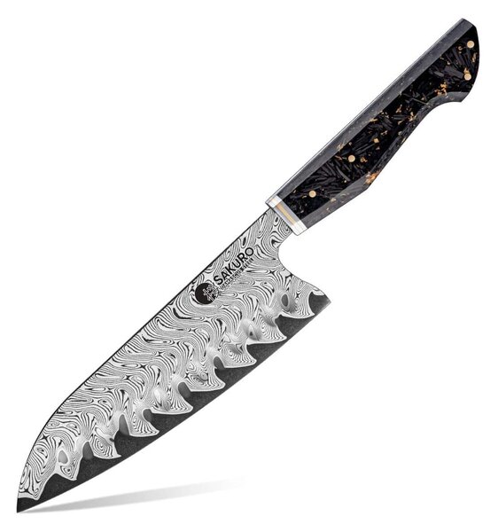 Santoku nůž z damaškové oceli AUS10 Kurogane SaKuRo 18,5 cm