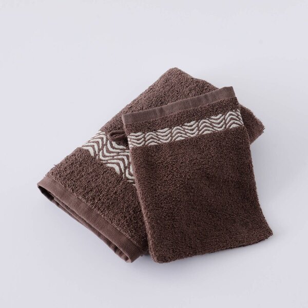 Koupelnový textil s originálním vyšitým lemem 420g/m2 čokoládová ručník 50x100 cm+žínka