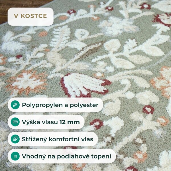 Angel Carpet, Kusový koberec Aurora 25 Green, 60x110, zelená, kancelář