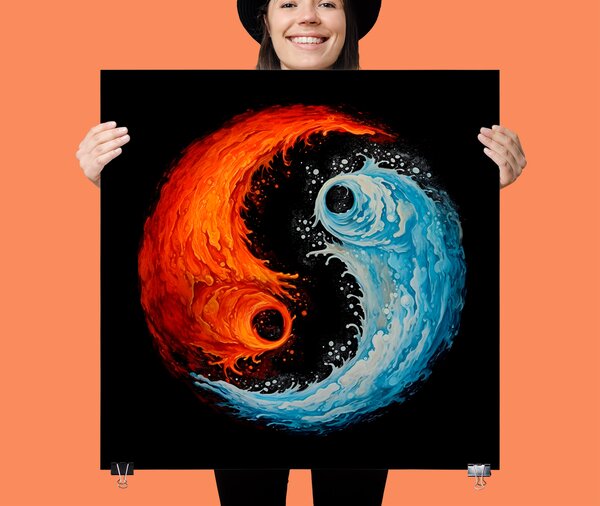 Plakát - Yin Yang Oheň Voda FeelHappy.cz Velikost plakátu: 40 x 40 cm