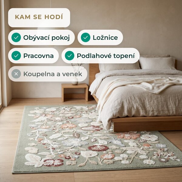 Angel Carpet, Kusový koberec Aurora 25 Green, 60x110, zelená, kancelář