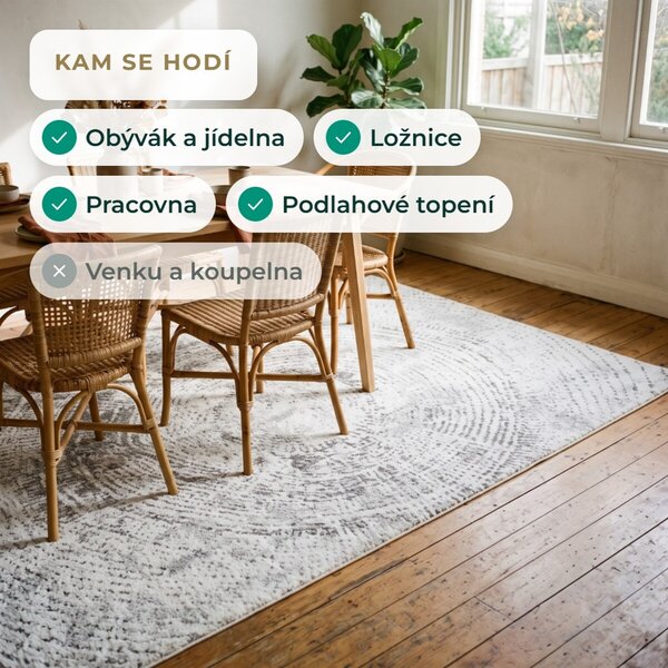 Angel Carpet, Kusový koberec Aurora 55 Grey, 60x110, šedá, kancelář