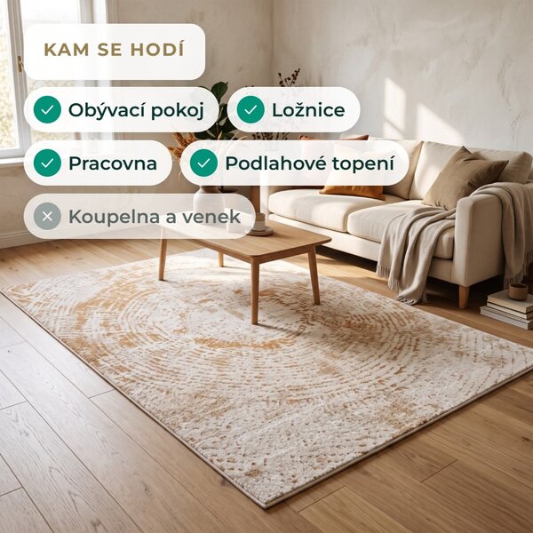 Angel Carpet, Kusový koberec Aurora 55 Gold, 80x150, žlutá, kancelář