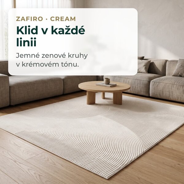 Angel Carpet, Kusový koberec Zafiro 25 Cream, 60x110, bílá, kancelář