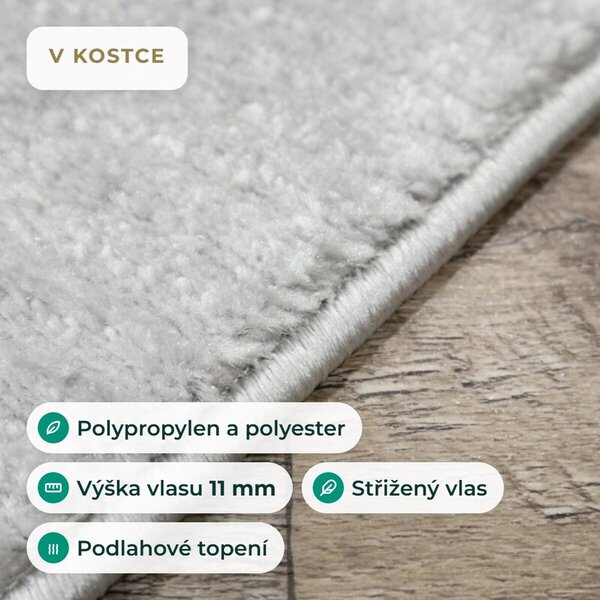 Angel Carpet, Kusový koberec Zafiro 25 Grey, 60x110, šedá, kancelář