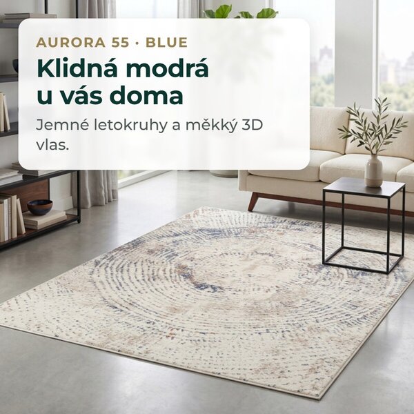 Angel Carpet, Kusový koberec Aurora 55 Blue, 80x150, modrá, kancelář