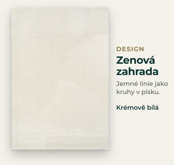 Angel Carpet, Kusový koberec Zafiro 25 Cream, 60x110, bílá, kancelář