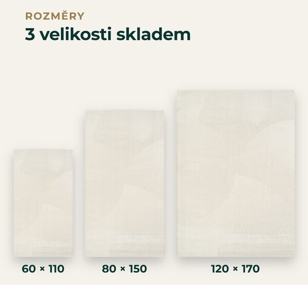 Angel Carpet, Kusový koberec Zafiro 25 Cream, 60x110, bílá, kancelář