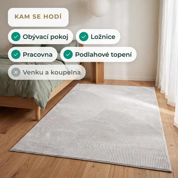 Angel Carpet, Kusový koberec Zafiro 25 Grey, 60x110, šedá, kancelář