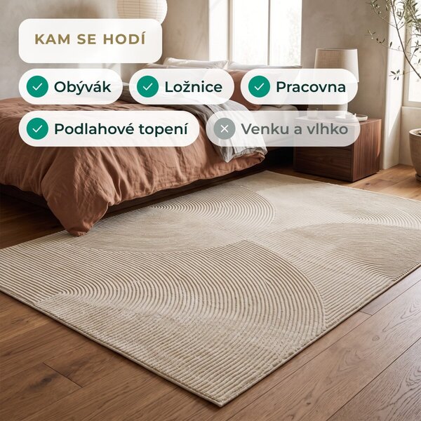 Angel Carpet, Kusový koberec Zafiro 25 Beige, 60x110, béžová, kancelář