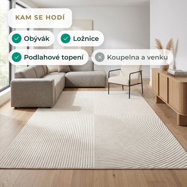 Angel Carpet, Kusový koberec Zafiro 19 Beige, 80x150, béžová, kancelář