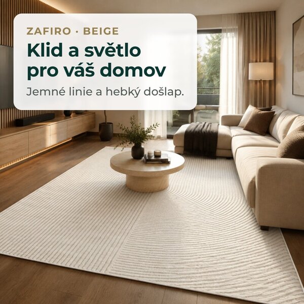 Angel Carpet, Kusový koberec Zafiro 19 Beige, 80x150, béžová, kancelář