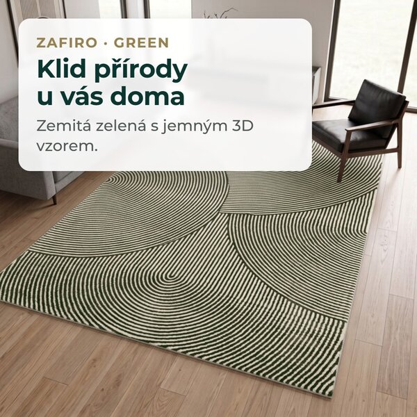Angel Carpet, Kusový koberec Zafiro 25 Green, 80x150, zelená, kancelář