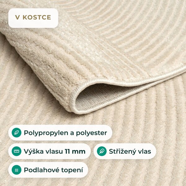 Angel Carpet, Kusový koberec Zafiro 25 Beige, 60x110, béžová, kancelář