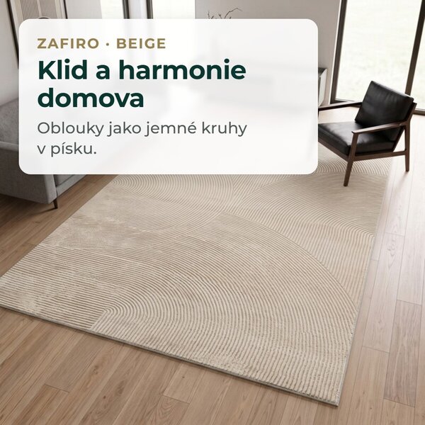 Angel Carpet, Kusový koberec Zafiro 25 Beige, 60x110, béžová, kancelář
