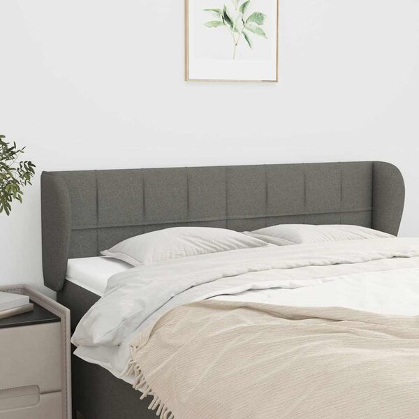 Čelo postele typu ušák tmavě šedé 147x23x78/88 cm textil 3117143