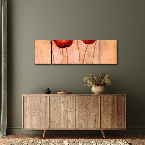 Obraz - Červené tulipány (170x50 cm)