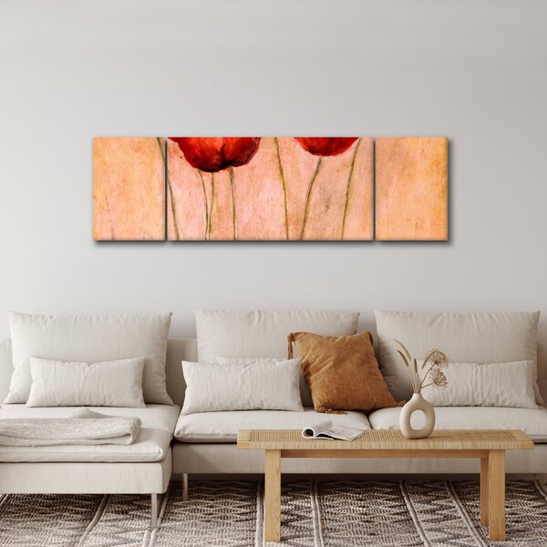Obraz - Červené tulipány (170x50 cm)