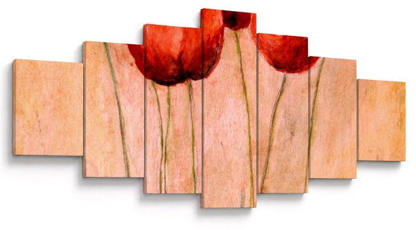 Obraz - Červené tulipány (210x100 cm)