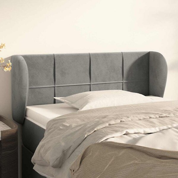 Čelo postele typu ušák světle šedé 83x23x78/88 cm samet 3117174