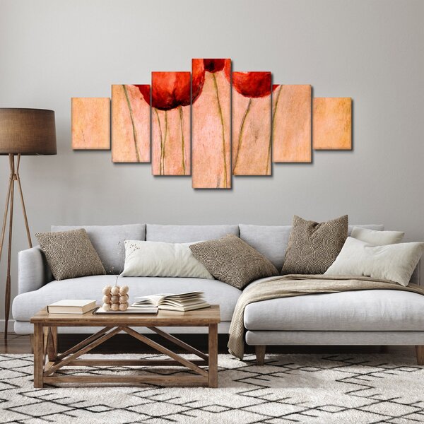 Obraz - Červené tulipány (210x100 cm)
