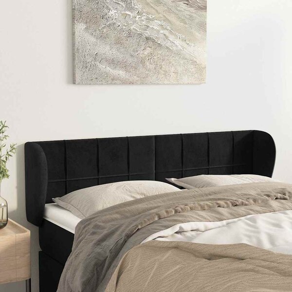 Čelo postele typu ušák černé 147x23x78/88 cm samet 3117194