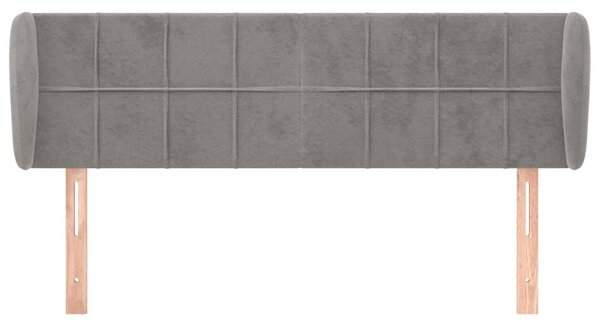 Čelo postele typu ušák světle šedé 147x23x78/88 cm samet 3117192