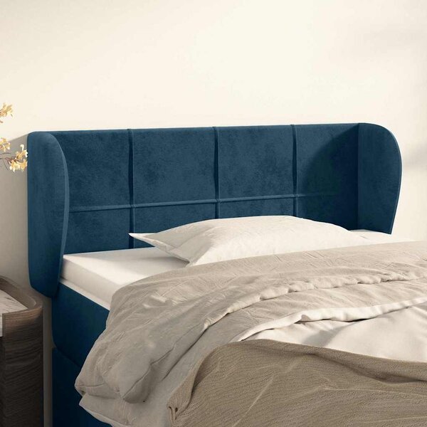 Čelo postele typu ušák tmavě modré 83x23x78/88 cm samet 3117178